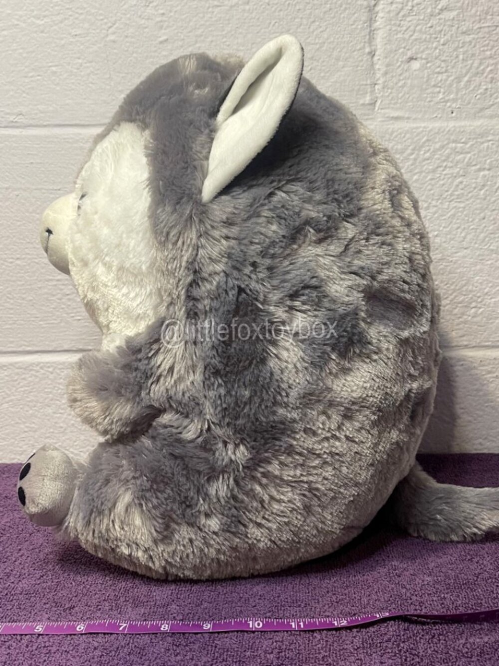 Nanco Belly Buddies Husky Plush PF-BHU50 Gray White Dog Sparkle Eyes ESSA Toy - Picture 3 of 13